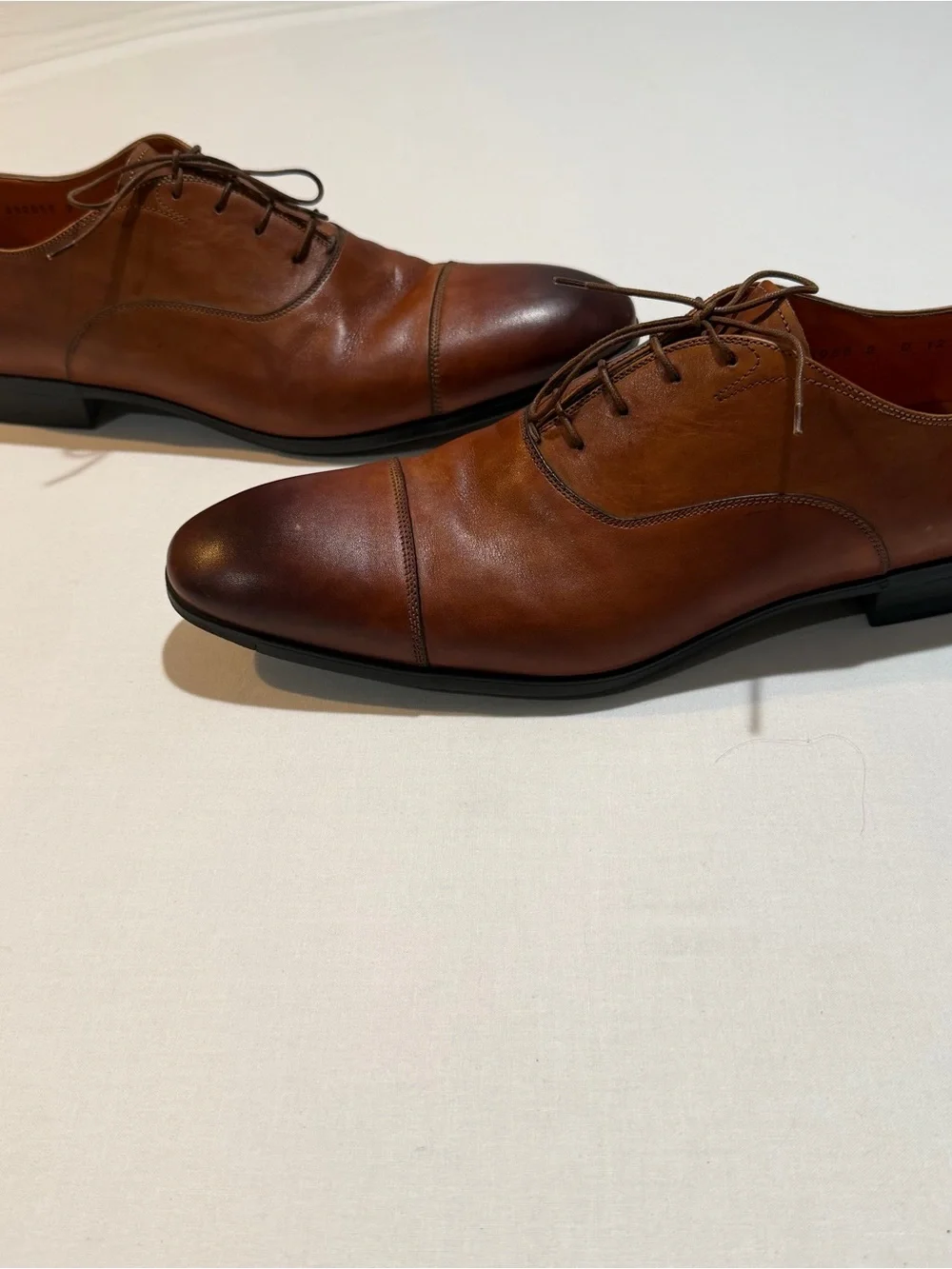 Santoni Mens Size US 12 D Cap Toe Lace Up Oxford Brown Dress Shoes 392055
